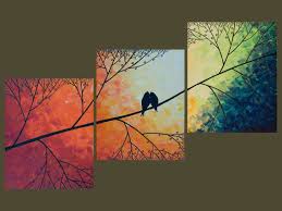 Large Canvas Bird Wall Art 48 Large Birds Art Rainbow Color Art Acrylic Landscape Etsy Canvas Painting Diy Art Projects Diy Painting