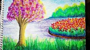 Illustrated in a loose style. How To Draw Spring Season Scenery Drawing For Kids Youtube