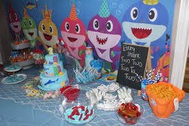 Dessert Table For A Baby Shark Theme Birthday Shark Theme Birthday Shark Birthday Baby Shark