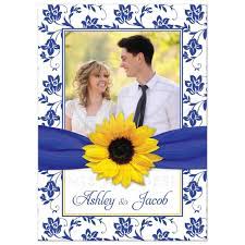 Photo Wedding Invitation Sunflower Damask Royal Blue Yellow Sunflower Wedding Invitations Photo Wedding Invitations Pink Wedding Invitations