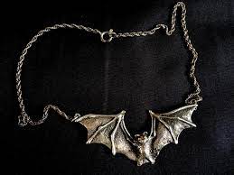 Old Vintage Sterling Silver Bat Necklace Signed Gothic Large Vampire Old Estate Vintage Sterling Silver Silver Necklace