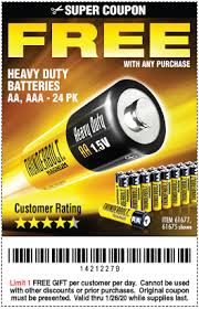 Free Batteries With Any Purchase Valid Through Sunday 1 26 Harbor Freight Coupons