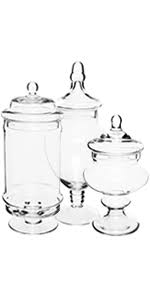 Save big on apothecary jars, mercury glass vases, glass candy jars with lids, and glass centerpieces. Amazon Com Set Of 4 Small Decorative Clear Glass Apothecary Jars Wedding Centerpiece Storage Canisters With Lids Home Improvement