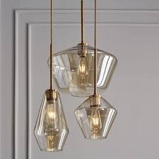 Sculptural Glass Geo 3 Light Chandelier Create Lighting With A Custom Feel With Our Sculptural Gl Glass Pendant Light Glass Pendant Lamp Hanging Pendant Lamp