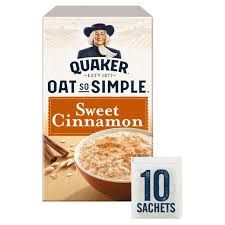 Nutrition facts label for cereals, quaker, instant oatmeal, low sodium, dry. Quaker Oat So Simple Sweet Cinnamon Porridge 330g Tesco Groceries