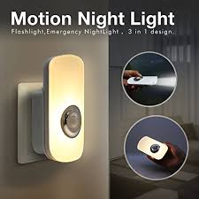 Sensky 3 In 1 Motion Sensor Night Light Plug In Rechargeable Flashlight Emergency Night Light For Bedroom Bathroom