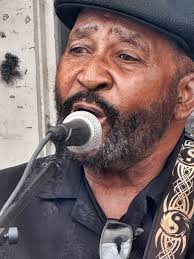 Jesse Cotton Stone howlin' in the street, Juke Joint 2024. (Photo by  starfish, courtesy Musicians United Clarksdale.)