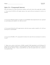 Quiz 5 1 Compound Interest