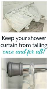How To Keep Your Shower Curtain From Falling Down Lovely Etc Diy Shower Curtain Bathroom Shower Organization Shower Rod