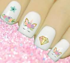 Tarjetas de cumpleaños de unicornios gratis para editar y personalizar 55 hermosos diseños para seleccionar. Pink Unicorn Diamond Gold Nail Art Decals Water Transfers Etsy Disenos De Unas De Unicornio Unas De Flamencos Diseno De Unas Gelish