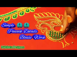 Simple Blouse Work Using Peacock Design In Aari Embroidery Easy Work Tricks Nakshatra Designers Ø¯ÛØ¯Ø¦Ù Dideo A pen like needle which resembles the. simple blouse work using peacock design