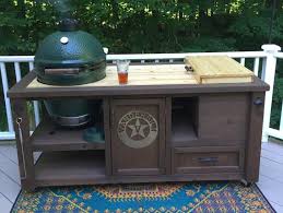 Silver travertine stacked stone facade and gorgeous upgraded wild sea green granite. Grill Chill Tables For Kamado Joe Big Green Egg Primo And Etsy