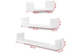 Check spelling or type a new query. 3 White Mdf U Shaped Floating Wall Display Shelves Book Dvd Storage Matt Blatt