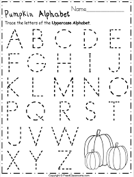 This is a full page of lower case letters for kids to practice letter tracing. Free Uppercase Alphabet Letters Worksheet Pumpkin Free4classrooms