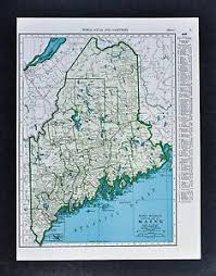 Details About C 1930 Rand Mcnally Map Maine Augusta Portland Ellsworth Moosehead Lake Me