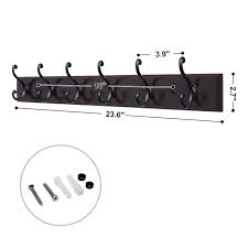 Songmics Wooden Wall Mounted Coat Rack Hook Rail With 6 Scroll Hooks16 Hole Spacing Dark Brown Ulhr22br Wall Mounted Coat Rack Wooden Walls Coat Rack Hooks