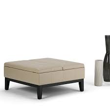 If the stylish leather ottoman has a firm top, you can use it as an alternative coffee table or side table, or you can simply put your. Atlin Designs Faux Leather Coffee Table Storage Ottoman In Cream Walmart Canada
