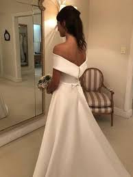 A Line Princess Off The Shoulder Sleeveless Sweep Brush Train Ruffles Satin Wedding Dresses Off Shoulder Wedding Dress Wedding Dress Belt Ball Gowns Wedding