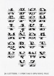 Split Monogram Svg Split Font Letter Svg Split Monogram Etsy In 2021 Monogram Svg Lettering Fonts Monogram Letters