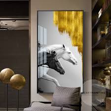 Black And White Animal Prints Framed Framed Wall Art Gold White Horse Black Horse Animal Print Etsy Canvas Picture Frames Wall Art Framed Wall Art