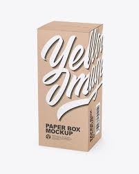 Download Kraft Box Mockup Half Side View In Box Mockups On Yellow Images Object Mockups PSD Mockup Templates