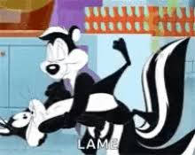 He grabs/kisses a girl/stranger, repeatedly, w/o consent and against her will. Le Pew Gifs Tenor