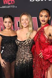 Sydney Sweeney, Isabela Merced & Celeste OConnor Do Embroidery Three Ways  at the Madame Web Premiere | Teen Vogue