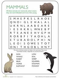 Animal Word Search Mammals Worksheet Education Com Mammals Activities Mammals Science Worksheets