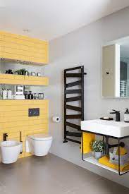Yellow Bathroom Monochrome Tiles Luxury Smallbathroom Towelrail Design Plans Ideas Yellow Bathrooms Bathroom Design Yellow Bathroom Tiles