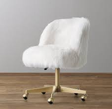 Alessa Kashmir Faux Fur Desk Chair Antiqued Brass Girls Desk Chair Bedroom Desk Chair White Desk Chair