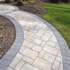 In stock at store today. Cambridge Paver Walkway With Beautiful Gray Border Serving Northern Nj Walkway Landscaping Front Yard Walkway Patio Pavers Design