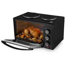Tower T14013 1000w 28l Mini Electric Oven With Twin Hotplates Mini Oven Hot Plates Hotplates