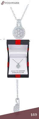Genuine Diamond Pendant Necklace Sterling Silver Swarovski Bead Necklace Womens Jewelry Necklace Diamond Pendant Necklace