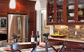 How to apply a backsplash for base & wall cabinets; Subway Slate Glass Backsplash Tile Cherry Cabinet Ivory Countertop Backsplash Com