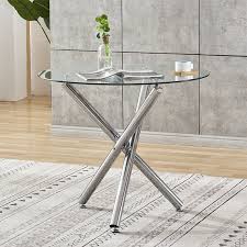 Spindle, tapered and cabriole => check out all 16 table/furniture leg options here. 90cm Round Glass Dining Table Crisscrossing Chrome Legs Kitchen Room Furniture For Sale Online Ebay