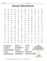 Get free printable coloring pages for kids. Summer Word Search Free Printable For Kids Learning Ideas For Parents Summer Words Kids Word Search Summer Printables