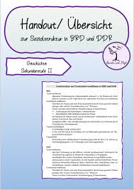 Handout Zur Sozialstruktur In Brd Und Ddr Sek Ii In 2020 Handout Geschichte Wiedervereinigung