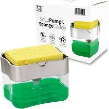 Amazon Com S T Inc Soap Pump Dispenser And Sponge Holder 13 Ounces Silver 592401 Home Kitchen
