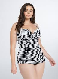 Black And White Striped Swimsuits Striped Front Twist Tankini Top Plus Size Swimwear Tankini Tankini Top