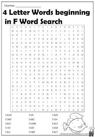 4 Letter Words Beginning In F Word Search Monster Word Search Kids Word Search Word Find Learning Worksheets