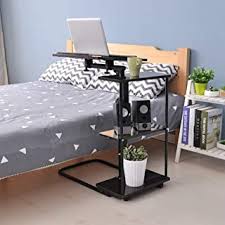 Amazon Com Overbed Table With Storage Home Office Desks Oak Sofa Adjustable Laptop Table