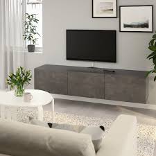 Besta Tv Unit With Doors Black Brown Kallviken Concrete Effect Ikea Vardagsrum Inspiration Tv Tv Mobel Litet Vardagsrum