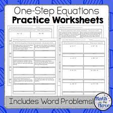One Step Equations Worksheets Including Word Problems By Math On The Move