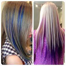 Blue And Purple Highlight Peekaboo Panels In Brown And Blonde Hair Purple Highlights Brown Hair Blonde Hair Blue Eyes Dark Hair With Highlights