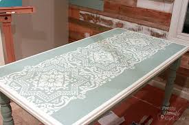 Repeat until the entire tabletop. Chalk Painted Stenciled And Distressed Dumpster Table Pretty Handy Girl