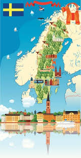 Mapa político y geográfico de suecia. Cartoon Map Of Sweden Suecia Mapas Ilustrados Viajes