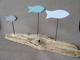 Decoration Banc De 3 Poissons Bois Flotte Accessoires De Maison Par Ideecadeau Dco Boisflotte Plage Beach Mer Palet Furniture Place Card Holders Decor