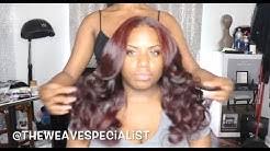 Middle Part Sew In Curls Qaadisiya Lace Front Wigs Of Virgin Hair