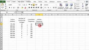 excel cumulative frequency and relative frequency