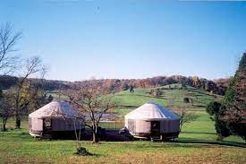 These Yurts Are Located In Bristow Indiana On Land Made Up Of Rolling Hills Pastures And Ponds In This Gla Yurt Camping Camping In Maine Camping Experience